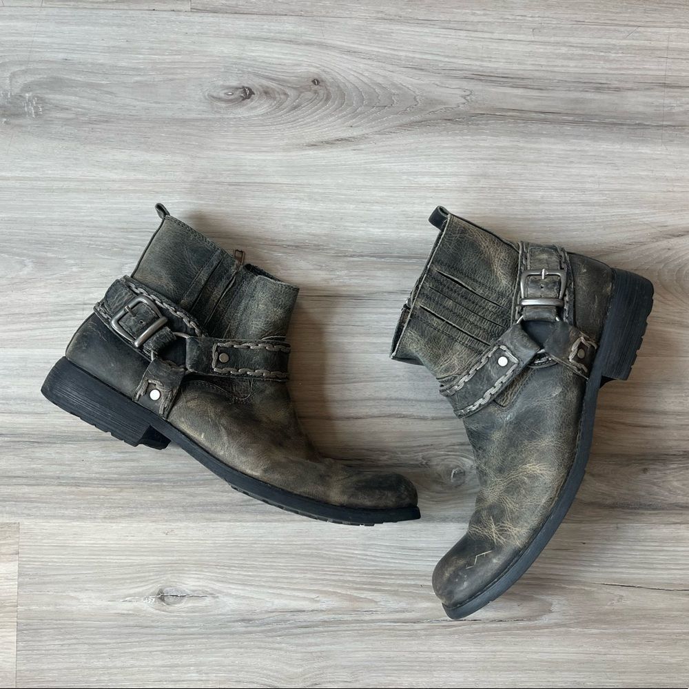 Bed Stu 10.5 Leather Zipper Buckle Boots